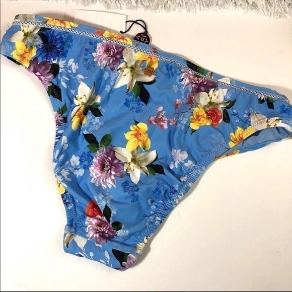 Nanette Lepore Blue Floral Swim Bikini Bottom S - Picture 4 of 7